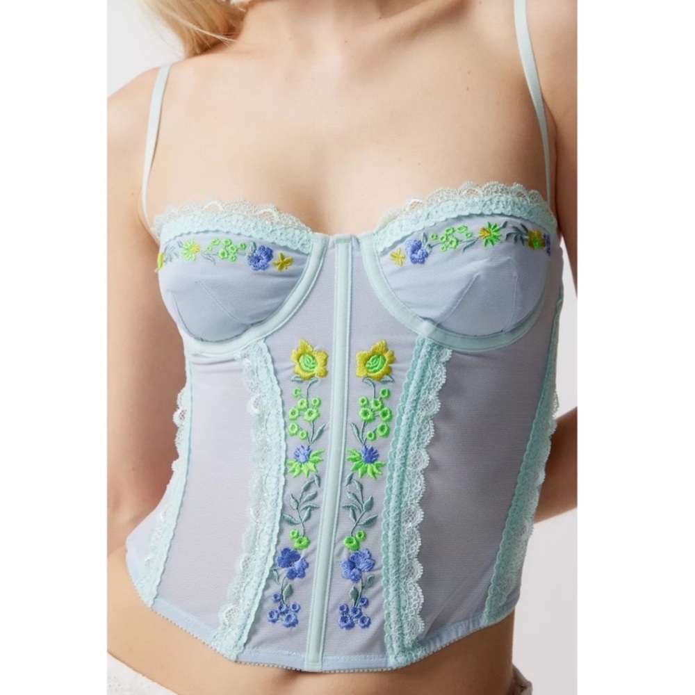UO Out From Under Divine Modern Love Embroidered Corset